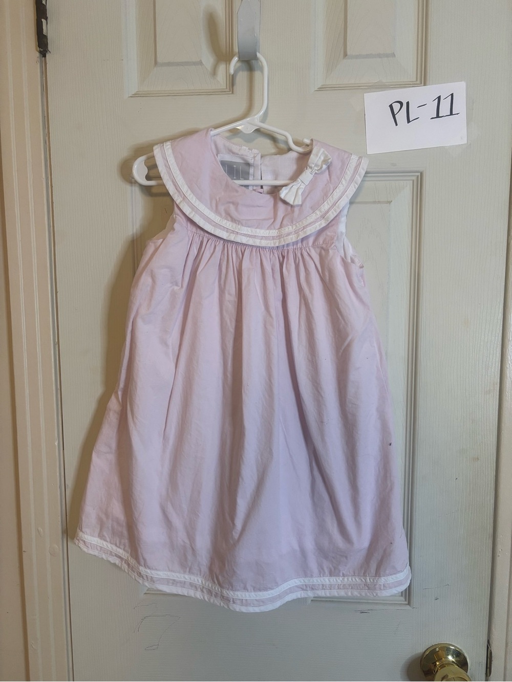 Cactus Light Pink Sailor Collar Dress with White Trim